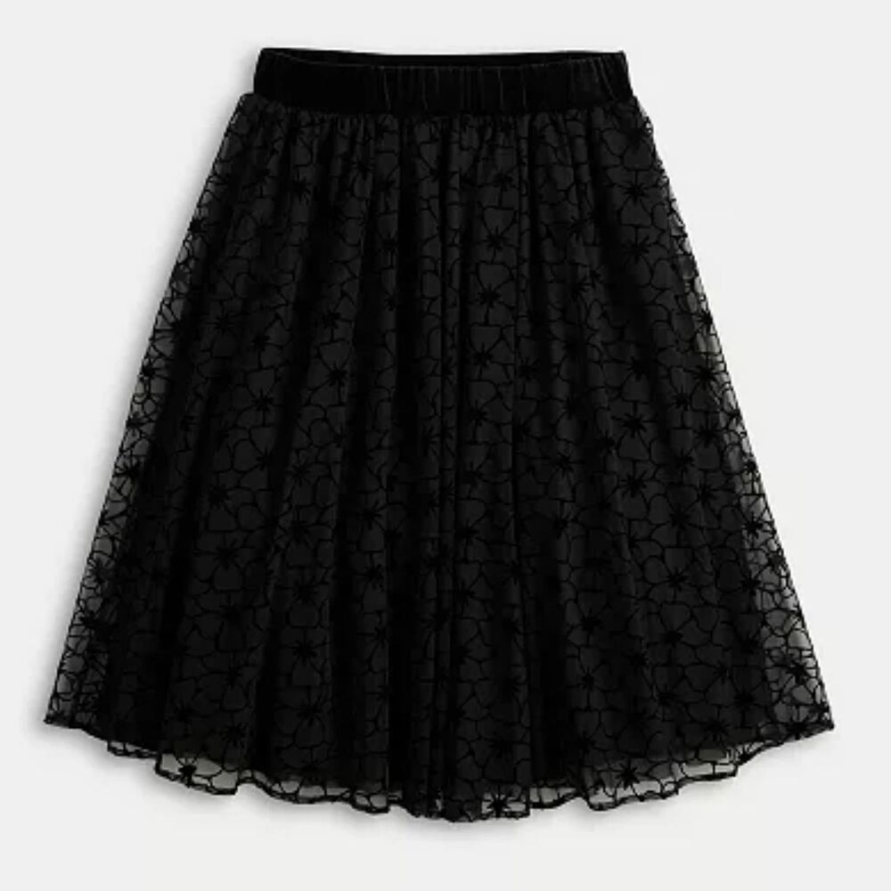 NWT Draper James Black Floral Velvet Burnout A-Line Skirt Holiday Tulle Size L - Picture 2 of 9